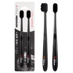 [Paul Medison] Black Lacha Toothbrush _ 2 Count, Fine 10,000 Bristled Bamboo Charcoal Toothbrush for Effective Oral Care, Gum Care